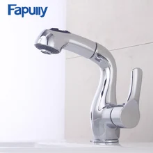 Fapully Kitchen Faucet Pull out Single Handle Deck mount Mixer Chrome Water Tap Kitchen Sink Faucet Taps Torneira Grifo цена Fapully Kitchen Faucet Pull out Single Handle Deck mount Mixer Chrome Water Tap Kitchen Sink Faucet Taps Torneira Grifo цены онлайн
