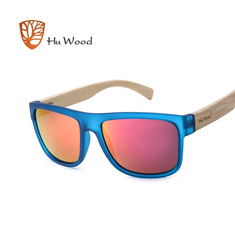 HU WOOD, Новое поступление, морские градиентные солнцезащитные очки для мужчин, бамбуковые солнцезащитные очки, красные, UV400 линзы, модные, для вождения, GR8010 - Цвет линз: 2
