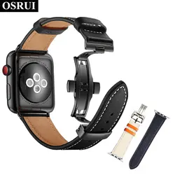 OSRUI кожа бабочка петля ремешок для Apple watch 4-полосный 44 мм 40 мм iwatch серии 3/2/1 42 мм/38 наручные браслет ремешок ремень
