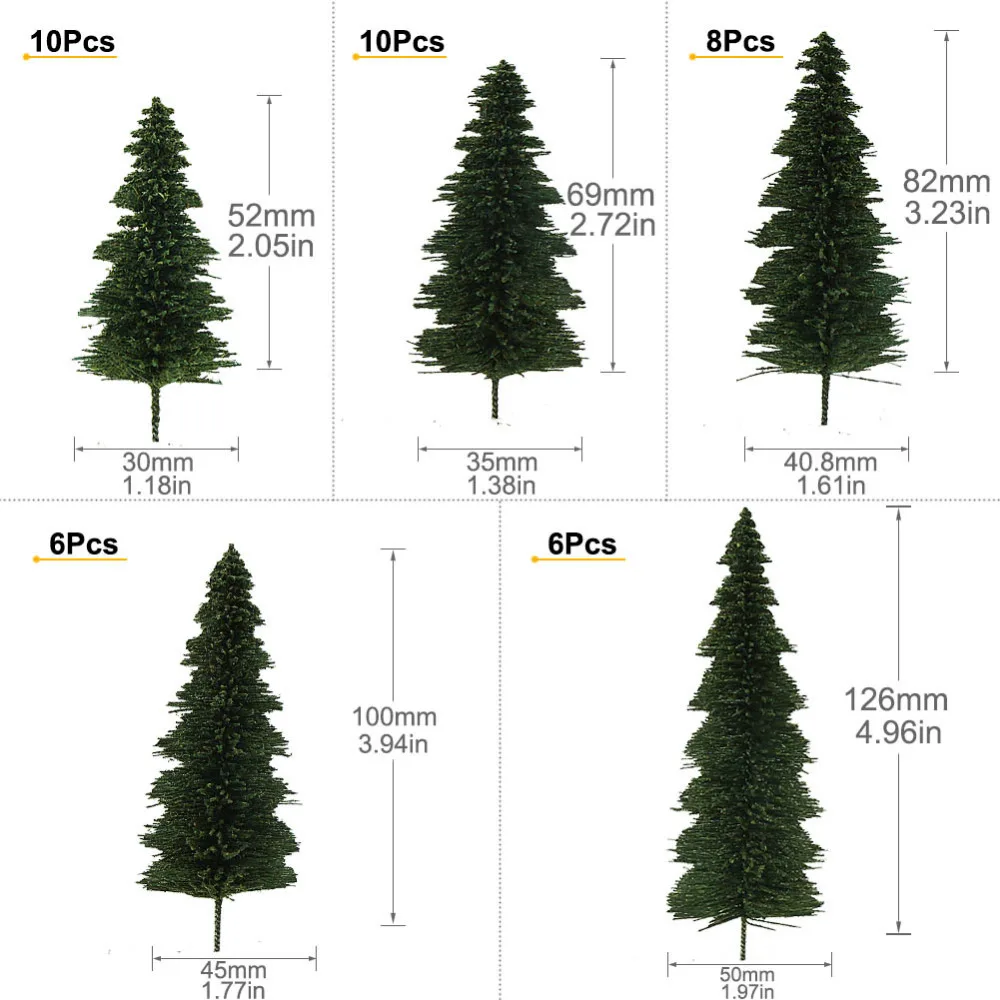 S0804 40 шт. миниатюрные пейзажные модели сосны темно-зеленые сосны для HO O N Z масштабная модель железнодорожной компоновки