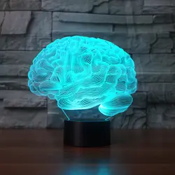 Творческий Спальня прикроватной тумбочке 7 цветов Изменение 3D Decor настольная лампа с подсветкой мозг мозжечка моделирование ночные огни