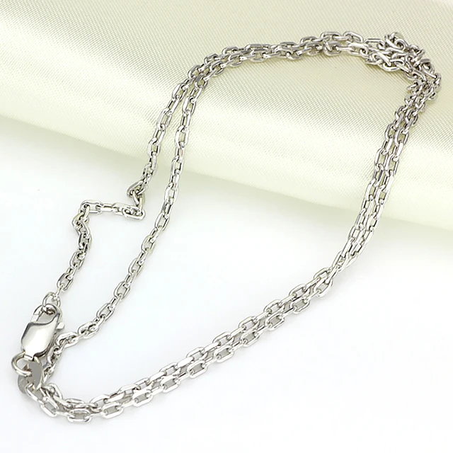 Authentic 18K Yellow White Rose Gold Necklace Cable Chain Link Sweater Chain For Women Lady Fashion Necklave 19.7inchL 2.9-3.1g 1