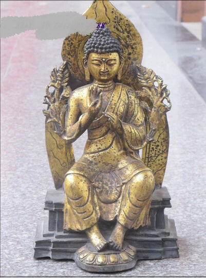 

B0601 50617 "TIBET Bronze Gild siting Lotus throne Tathagata Buddha meditation Sakyamuni statue