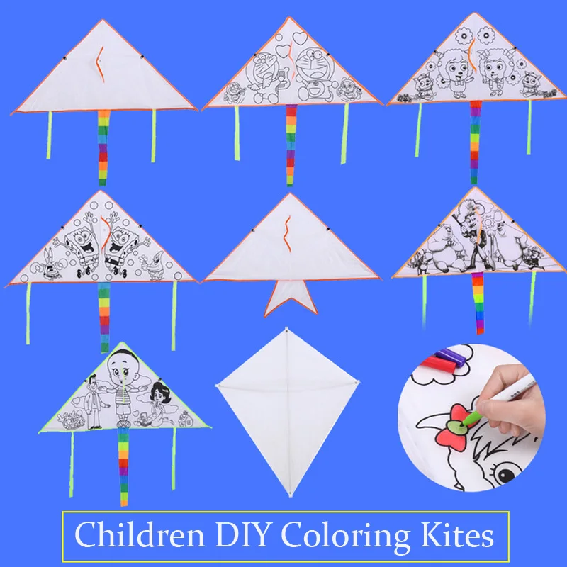 

Children Outdoor Toys Painting DIY Frame Flying Kites Coloring Animal Patterns Educational For Kids