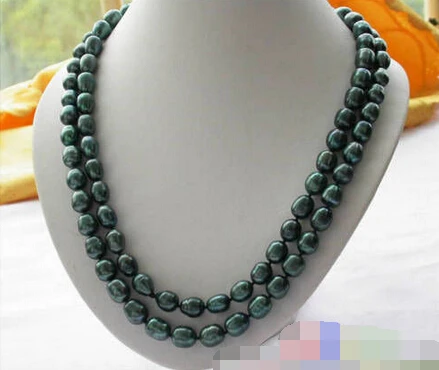

1121 peacock BLACK RICE FRESHWATER PEARL NECKLACE