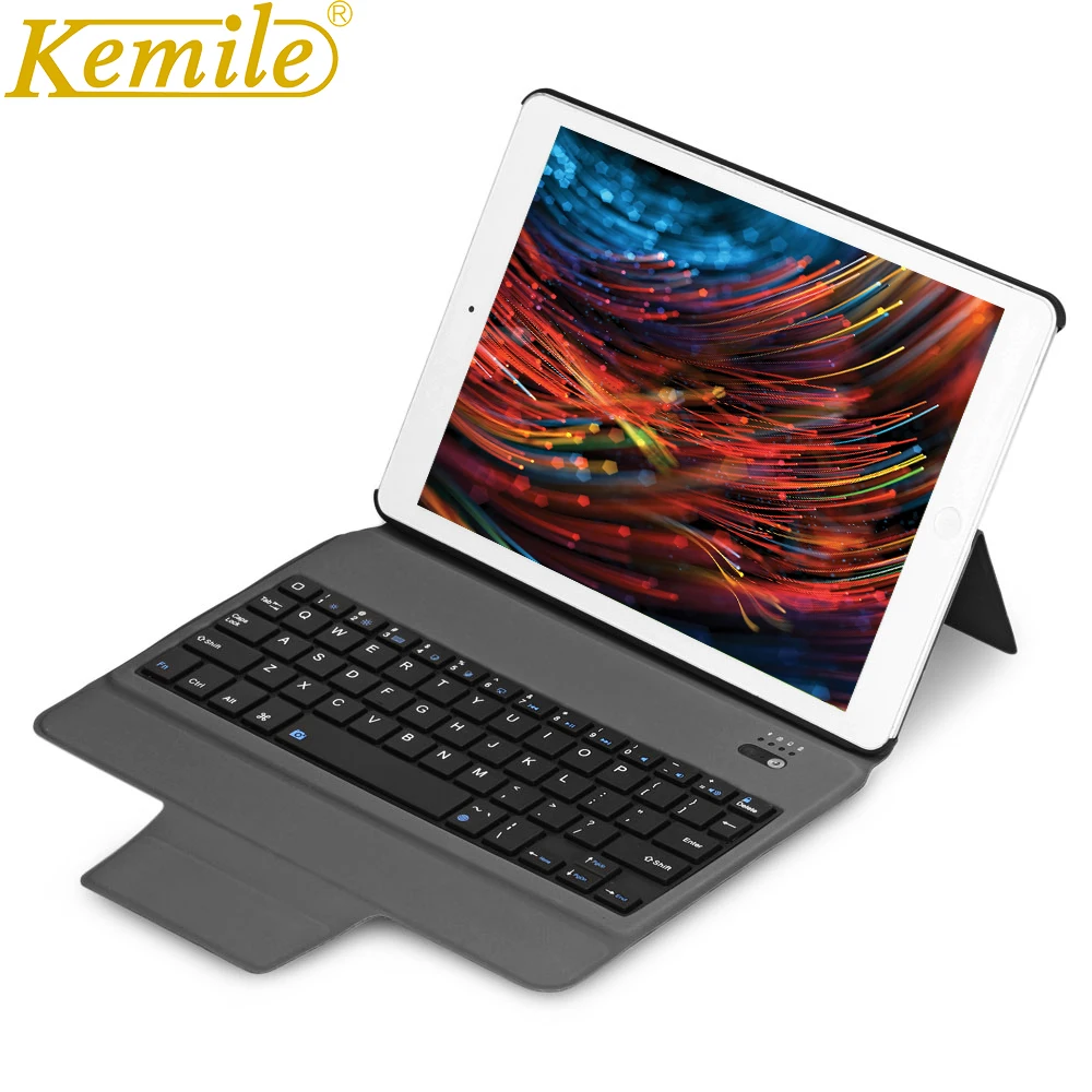 Kemile для нового iPad 2017 ультра тонкий Bluetooth клавиатура кожаный чехол 2018 с держателем