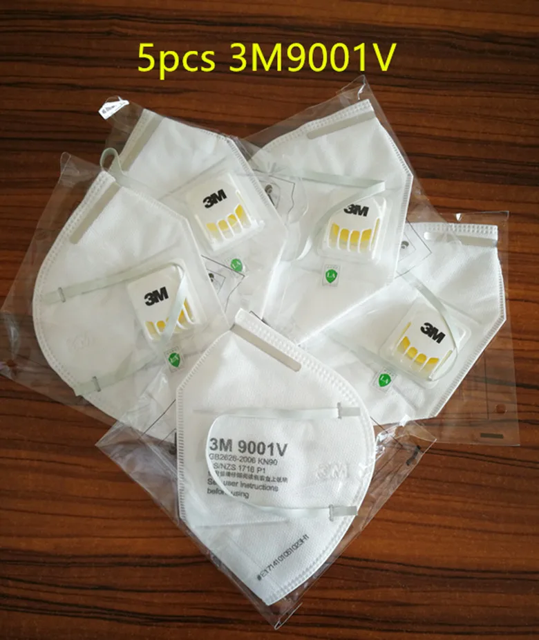 

5pcs 3M 9001V Anti dust PM 2.5 Mask Anti influenza Breathing valve non woven fabric mask Adult KN90 Respirator