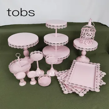 

13pcs 3 tier New Type Mini Small Carriage Decoration Crystal Wedding White Cake Stand With Dome