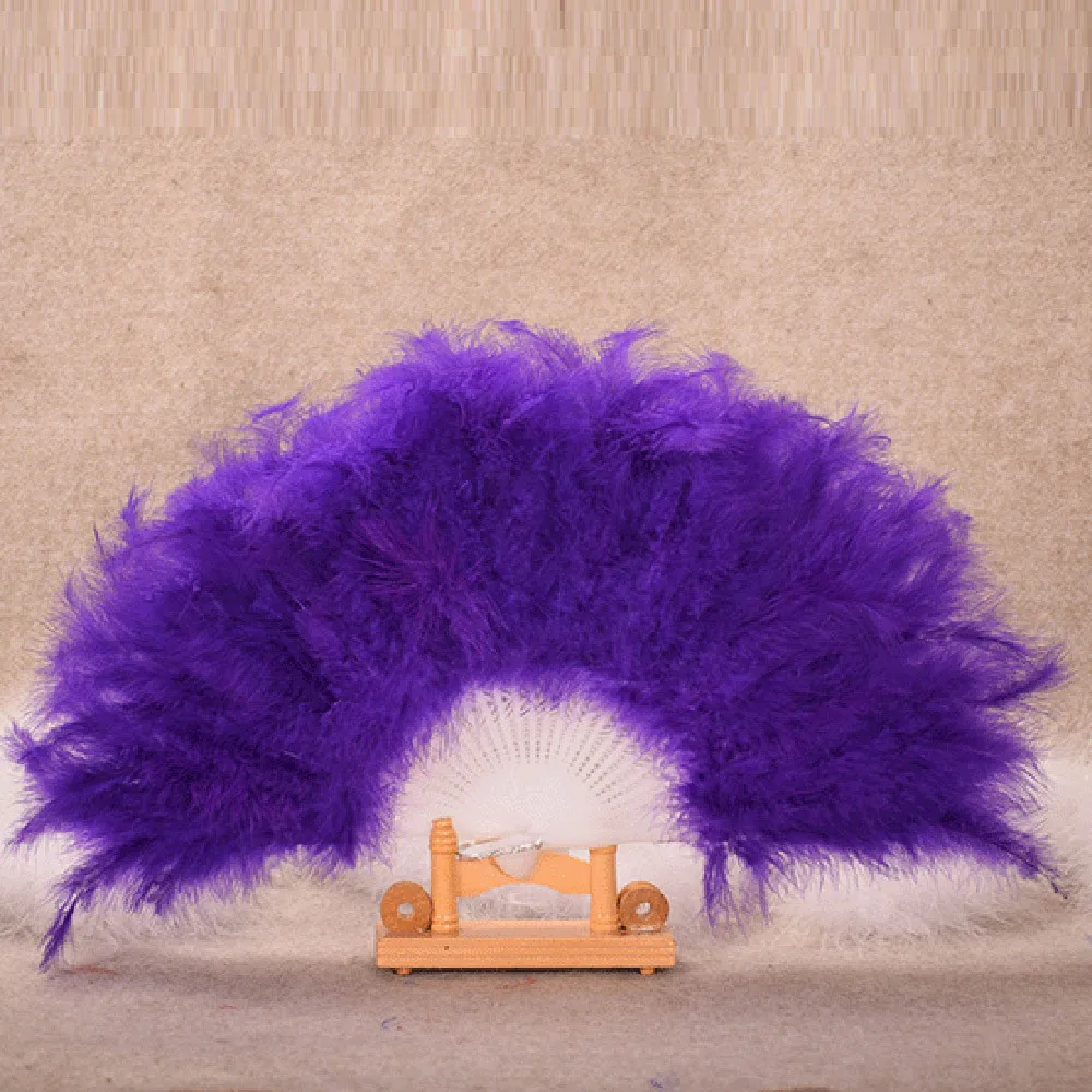 

Wedding Show girl Dance Elegant Large Feather Folding Hand Fan Decor Decal Soft Fluffy Lady Burlesque Costume Dancing Fan