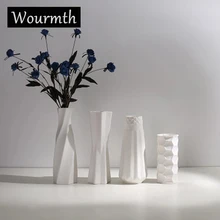Wourmth Nordic White Ceramic Vase Chinese Arts And Crafts Decor Simple Flower inserter Creative Household Decoration chinese arts crafts