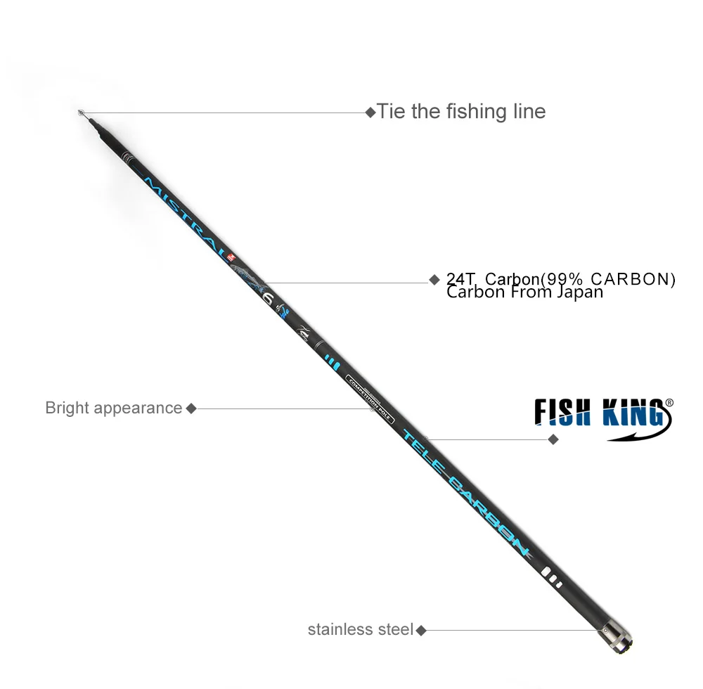 FISH KING карбоновая удочка с. Вт 10-30 г 99% углерод 5-7 секс стандарт 5 м 6 м 7 м Длина сжатия 128 см