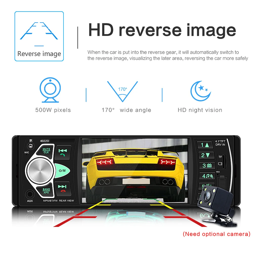 Hikity 4022D 1 Din Car Radio Auto Audio Stereo autoradio Bluetooth Support Rear View Camera USB Steering Wheel Remote Control Hikity 4022D 1 Din Car Radio Auto Audio Stereo autoradio Bluetooth Support Rear View Camera USB Steering Wheel Remote Control