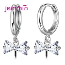 925 пробы серебряные серьги с фианитами, серьги-кольца с кристаллами и бантом, комплектующие для ювелирных изделий, самодельные ювелирные изделия