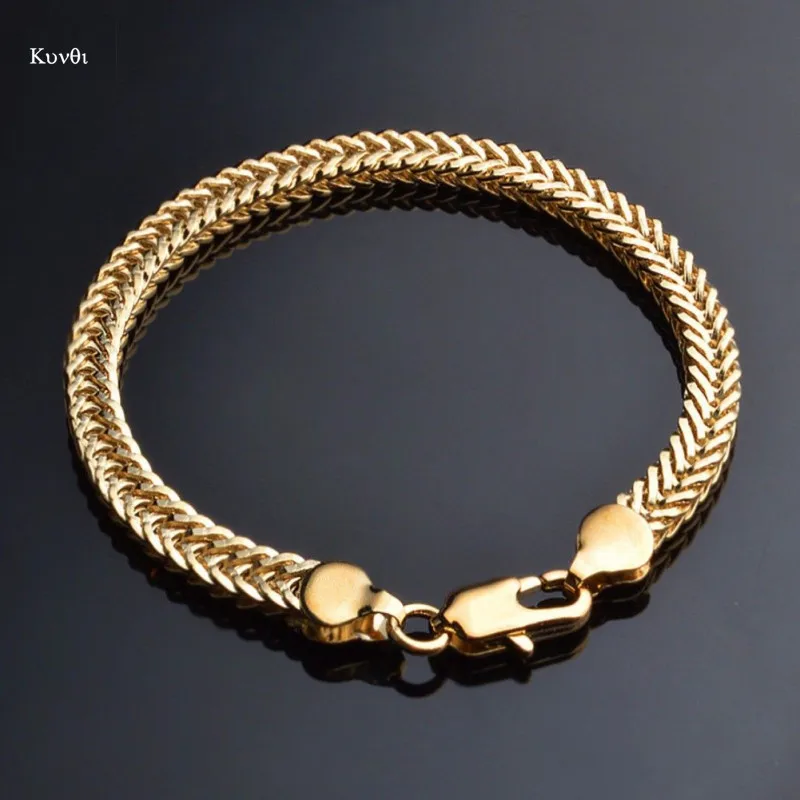 6mm Width Gold Filled Singapore Chain Bracelets Fashion Lobster Wide