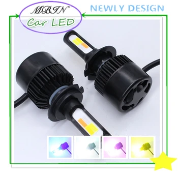 

MX4 led headlight H3 kit COB 8000LM 36W yellow white pink blue and flash in one lamp auto colors change fog lamp driving bulbs