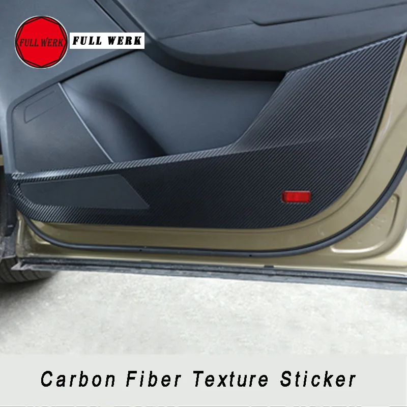 1 компл. Автомобильный Стайлинг двери анти Kick стикер коврик для двери защитная крышка для Skoda Kodiaq интерьерные молдинги аксессуары - Название цвета: Carbon Fiber Texture