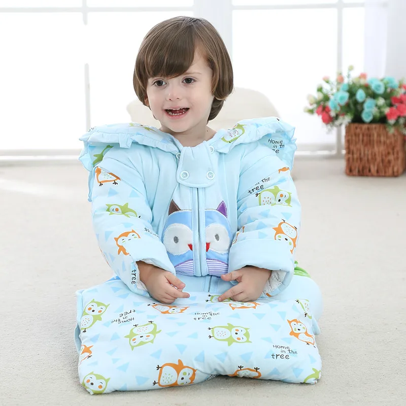 

Baby sleeping bag autumn and winter section of cotton thickening detachable sleeve new anti-kick by children sleeping bags