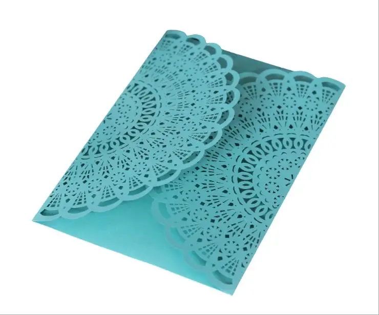 100pcs Tiffany Blue Business Invitation Card Cover Hollow Thanks giving Greeting Cards Invitation Cards, 5 colors for choosing