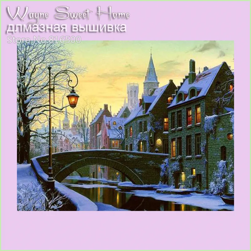 

Алмазная вышивка "сделай сам", квадратные 3d Стразы картина алмазной мозаики, вышивка крестиком, европейская архитектура для домашнего декора