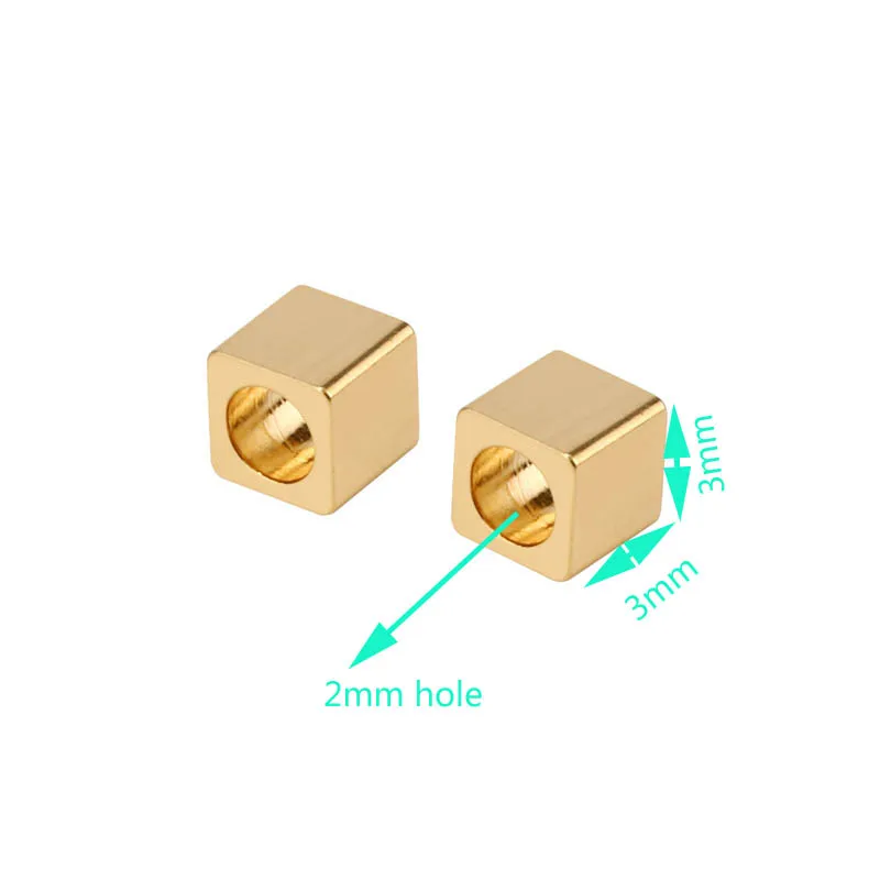 Золотой тон из нержавеющей стали гладкие маленькие кубические бусины-разделители 3 мм Ювелирные изделия