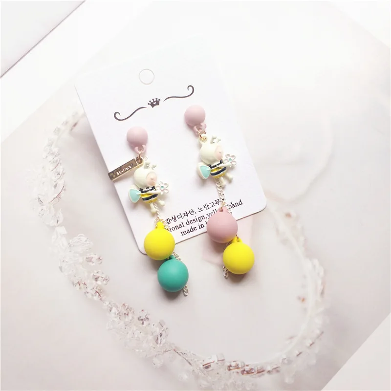 

Korea Handmade Cartoon Bee Acrylic ball Women Drop Earrings Dangle Earrings Fashion Jewelry Accessories Holiday-JQD5