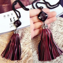 2017 tassel pendant New Women Multi Crystal Sweater Chain Temperament Female Long All-match Accessories Pendant Necklace X60-3