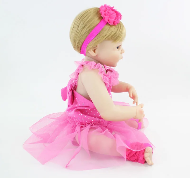 55 см полный силикона Reborn Baby Doll игрушки, реалистичные винил новорожденный принцессы для маленьких девочек дети, как живой Bebe Bonecas ребенок