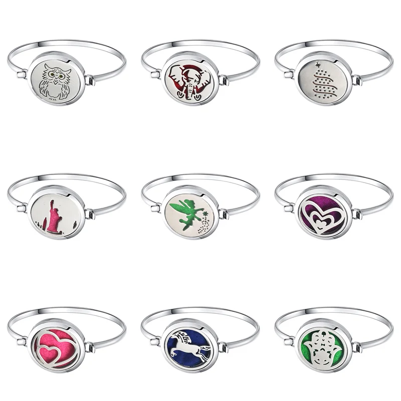 

Love owl Stainless Steel Aromatherapy Bracelet Jewelry Essential Oil Bracelet Locket Perfume Diffuser Bracelet Bangle