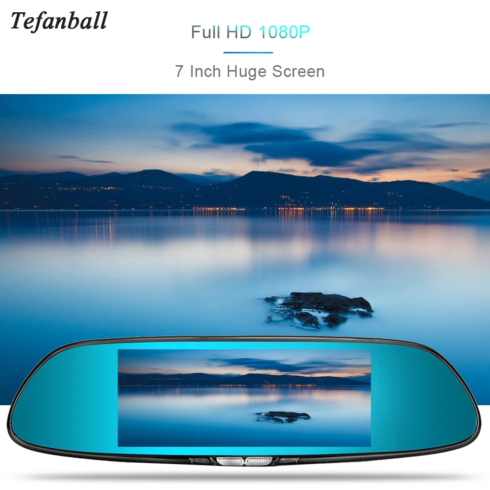 

Tefanball 7.0 inch Touch Screen car dvr camera rearview mirror dvrs dual lens recorder night vision dash cam FHD 1080P