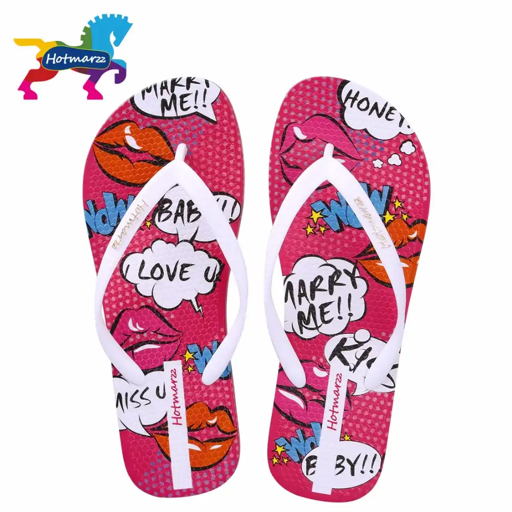 Hotmarzz Womens Colorful Prints /& Cartoon Graffiti Summer Beach Slippers Flip Flops Sandals