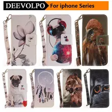 DEEVOLPO Бумажник Флип кожаный чехол для Apple iPhone 5 5S SE 6 6S 7 8 Plus животное собака волк обезьяна Стенд Магнитный чехол Сумки D26Z