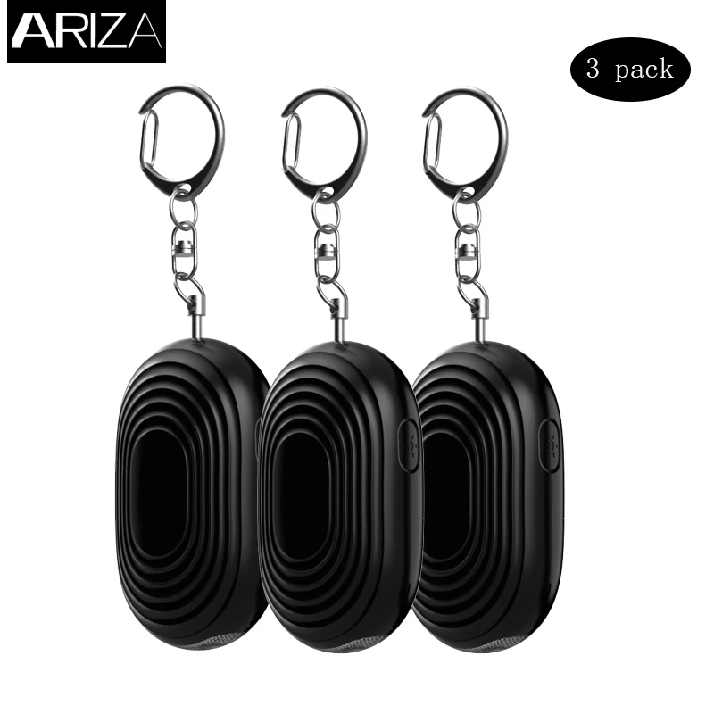 

Ariza 3pcs personal alarm self defense panic button alarm emergency security alarm with LED flashlight as car keychain