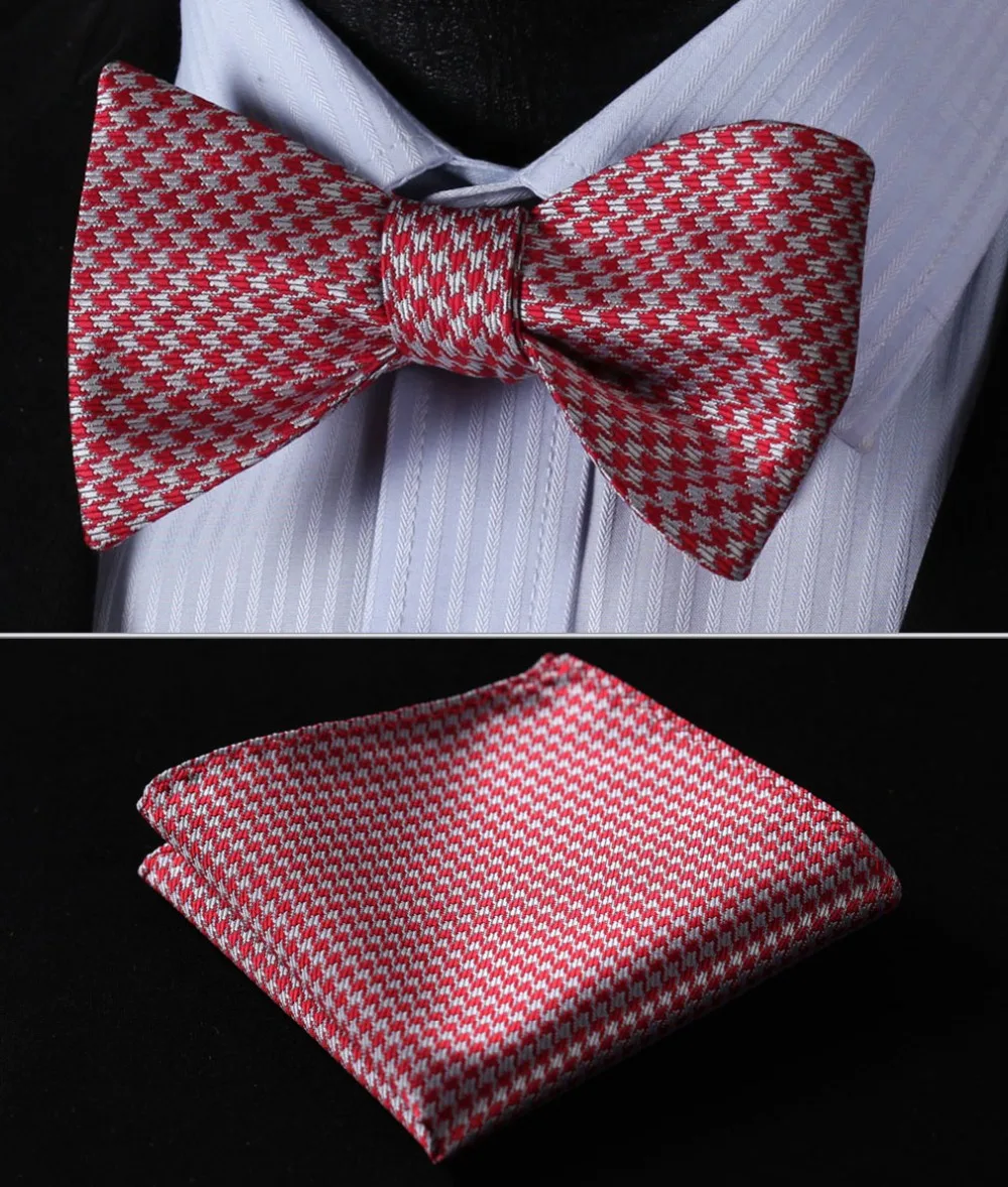  Check Paisley Sthipe 100%Silk Jacquard Woven Men Butterfly Self Bow Tie BowTie Pocket Square Handke