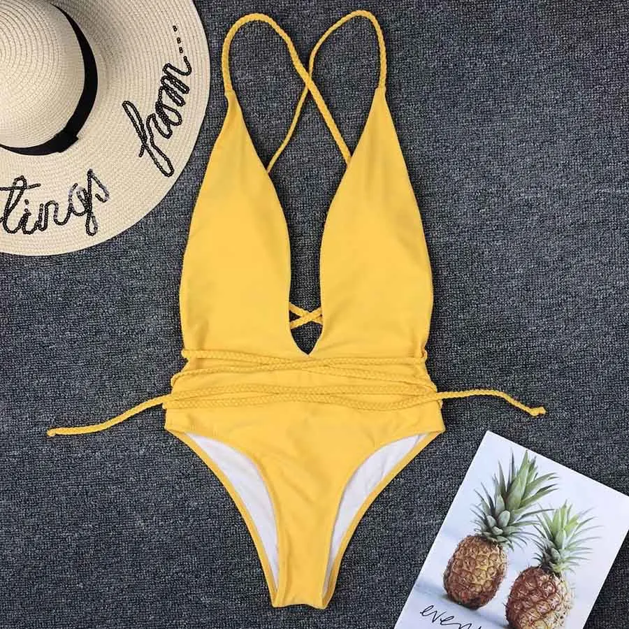 yellow wrap bikini