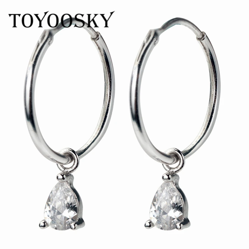 

925 Sterling Silver Pretty Zircon Filled Waterdrop Shaped Ear Clip Earrings For Women S925 Silver Small Studs Wholesale 2019