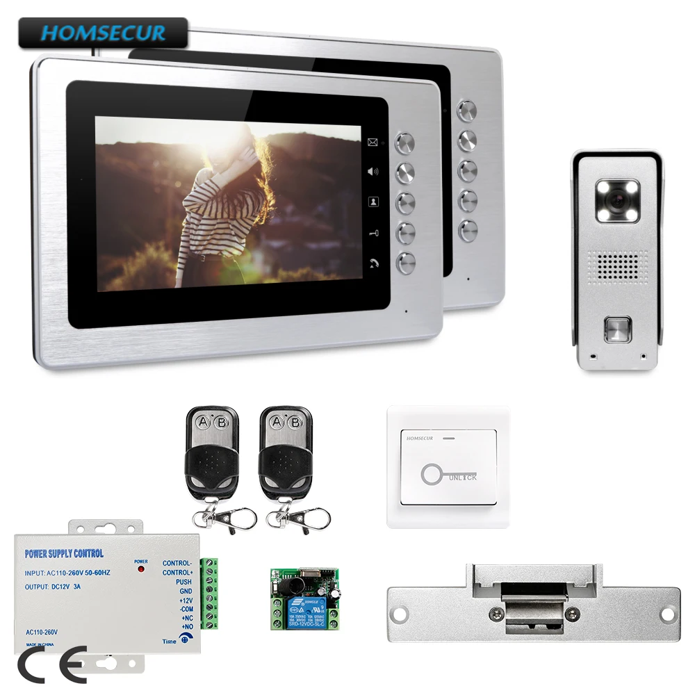 

HOMSECUR7" Wired Video Door Entry Security Intercom with Mute Mode for Home Security XC002+XM705