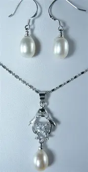 

Nobility Fashion Jewelry real pearl Pendant necklace earring set Factory wholesale price