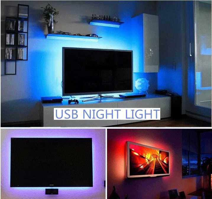 

LED Night Light String DC5V With USB Port Cable 50CM 1M 2M 3M 4M 5M USB LED strip light lamp SMD 3528 for TV/ PC/ Laptop