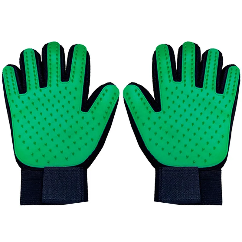 Силиконовая перчатка для ухода за домашними животными для кошек, щетка для волос, расческа для чистки домашних животных, товары для удаления кошек, расческа для животных Massa - Цвет: green one pair