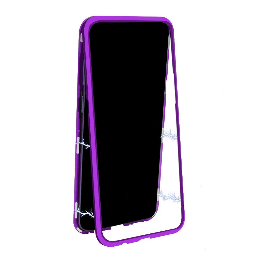 

For Samsung Note 8 S7edge S8 S8P S9 S9P Note9 Tempered Glass Clamshell Phone Case Metal Frame Magnetic Mobile Phone Cover Case