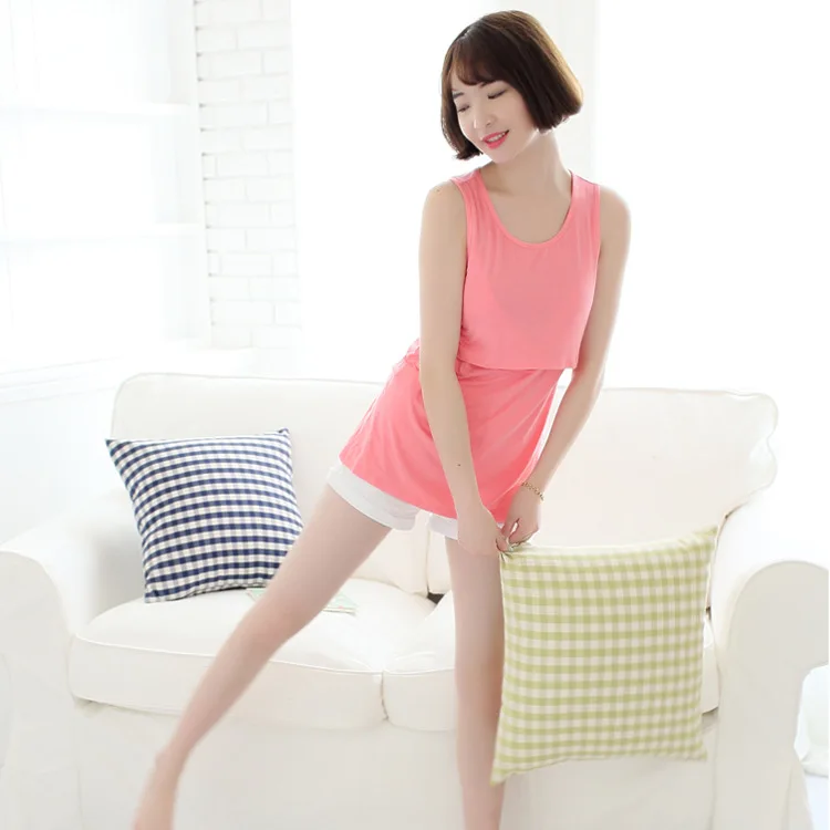

Maternal bottoming round neck breastfeeding clothes home service pajamas soft and comfortable breastfeeding camisole