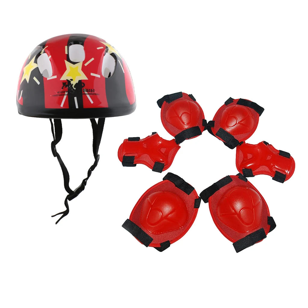 MagiDeal Kids Safety Helmet Knee Elbow Wrist Protective Pad Set for Inline Skating Bike Riding Cycling Kayaking Boating Sailing