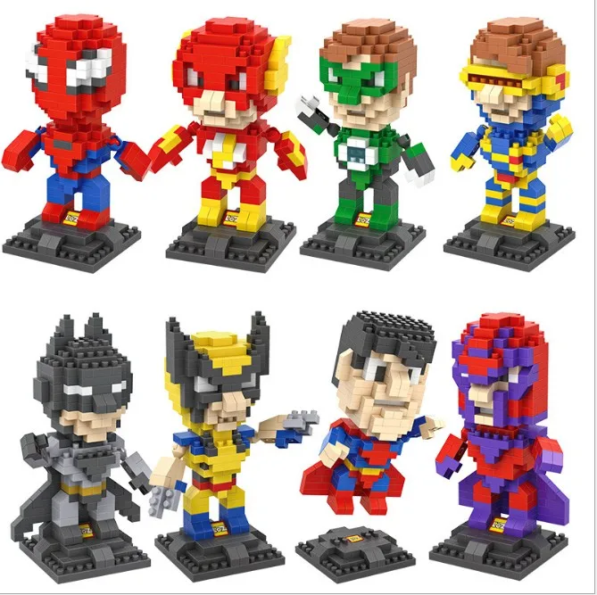 

Mini Block LOZ Superhero Cyclops Wolverine Magnetic King Batman Superman Spider Man Green Lantern Building Blocks Bricks Diy toy
