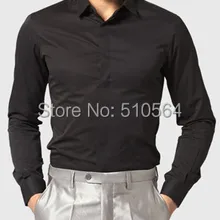 Заказ Мужчины хлопок, высокое качество рубашка Бизнес повседневная мужская рубашка узкого кроя черная рубашка