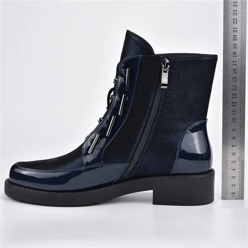 Odetina Autumn Winter Street Style Women Punk Boots With Metal Chain Chunky Heels Zip Platform Ankle Boots Women Fashion Boots Women's Shoes