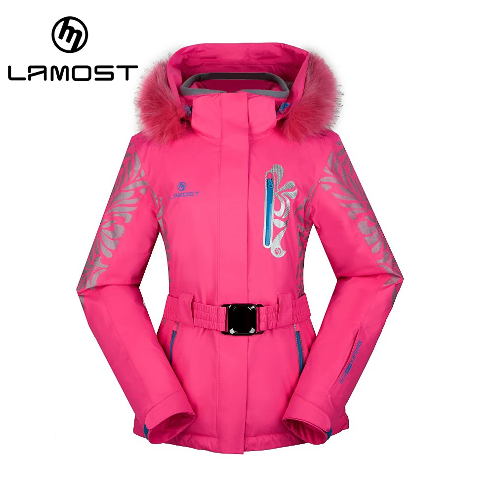 LAMOST Women Snow Winter fur Ski Jacket Waterproof Windproof Warm Skiing Jackets Snow Winter Outdoor Sport Coat high quality