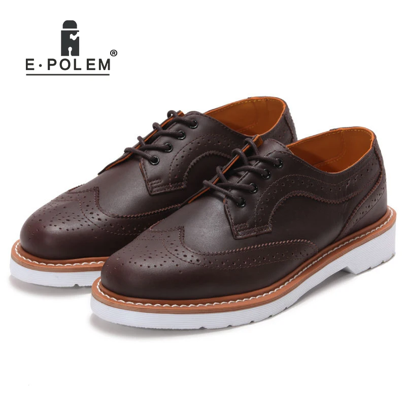 flat leather shoes|leather brogue 