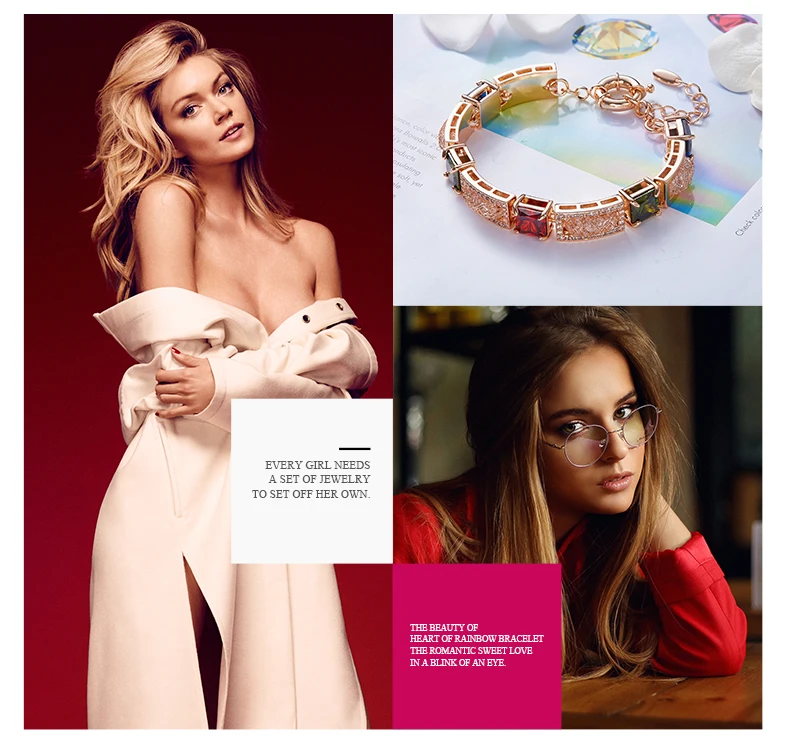 CDE женский золотистый браслет, браслет из кубического циркония, браслет на цепочке, блестящие геометрические браслеты, ювелирные изделия из розового золота