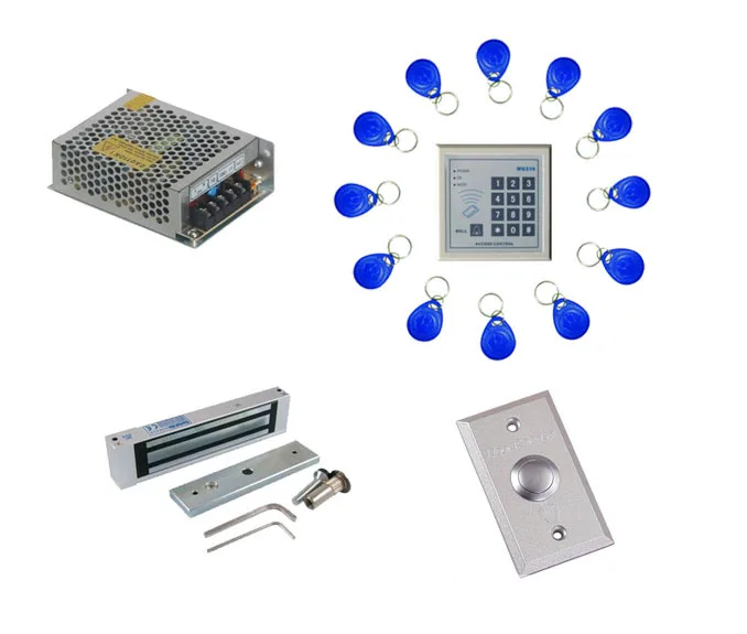 

Free shipping ,access control kit ,one EM keypad access control +power+180kg magnetic lock +exit button + 10 em card ,sn:em-006