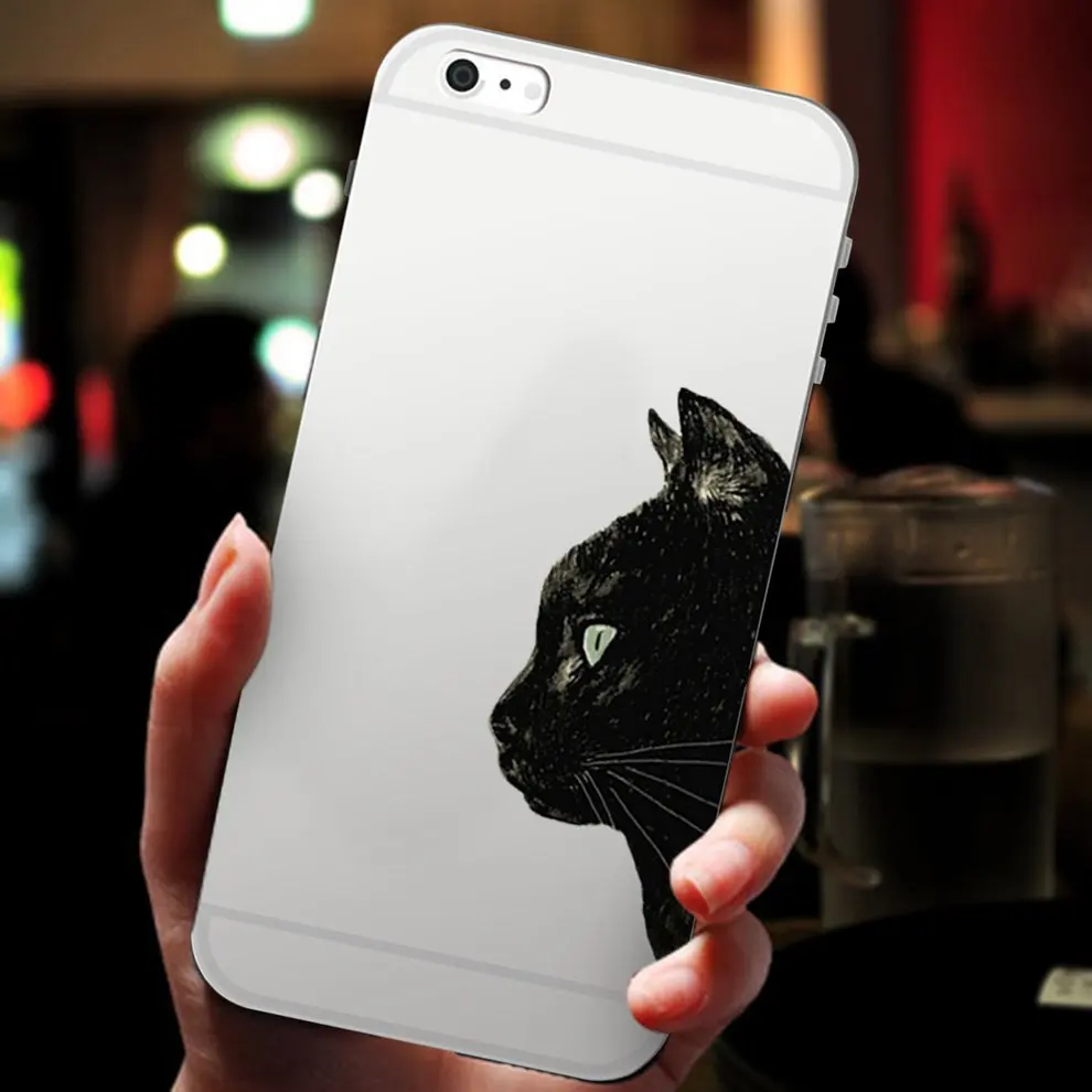 

2 Pcs Soft Shell Color Printing Cell Phone Case Cute Cat TPU Mobile Phone Cover With Black And White Pattern For iPhone 6/6s